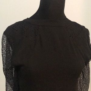 Anthro Liefsdottir black blouse with lace sleeves